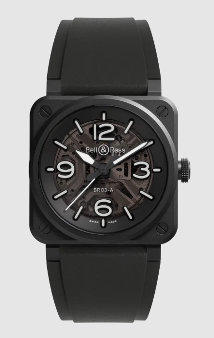 Review Bell and Ross BR 03 Replica Watch BR-03 Skeleton Black Ceramic BR03A-BL-SKCE/SRB